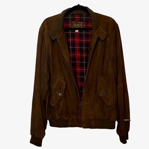 Reserve by Patrick James Size L Genuine Leather Brown Bomber Jacket Vintage - Picture 7 of 15